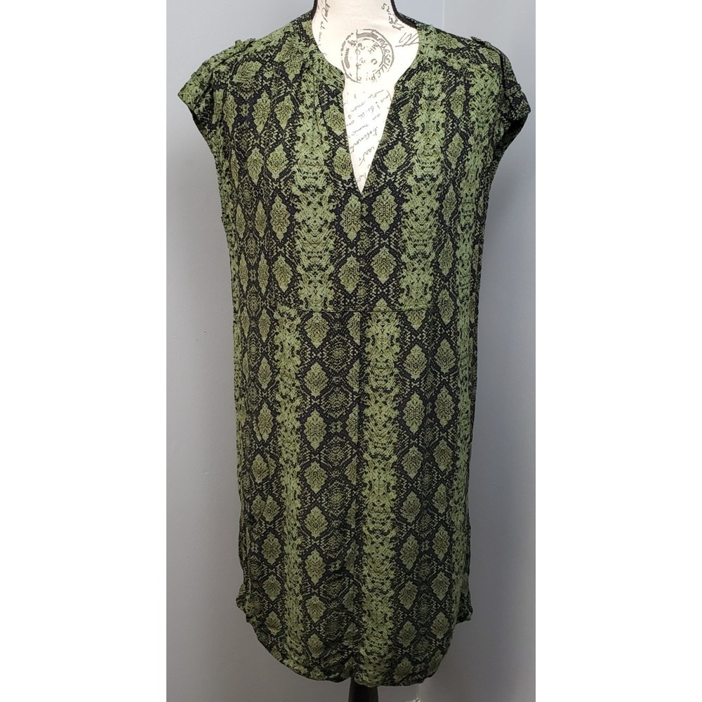 Anthropologie Shift Dress Womens Small Multi Snake Print Cap Sleeve V-Neck Boho